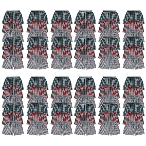 Yacht & Smith 72 Pack Wholesale Men's Tag Free Woven Boxer Shorts, Relaxed Fit, Underwear Bulk for Men, Donations Shelters Assorted Color Cases (2X-Large)