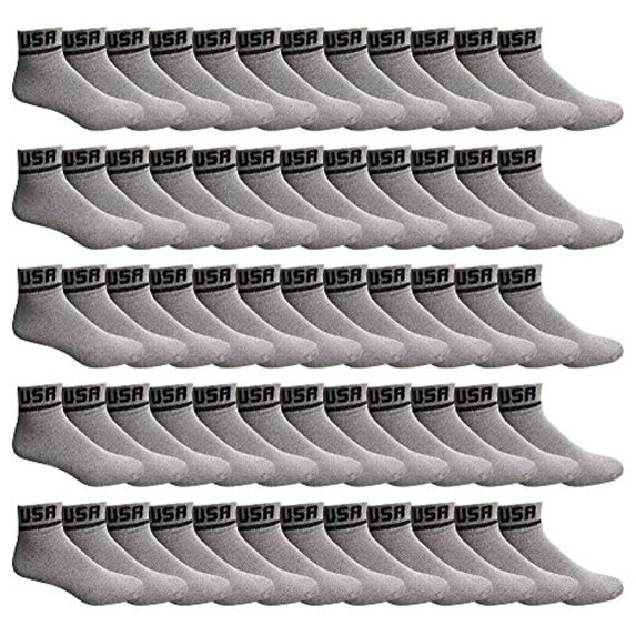 Yacht & Smith 72 Pairs Mens & Womens Ankle Bulk Athletic Sports Socks, by SOCKS'NBULK (Gray USA)
