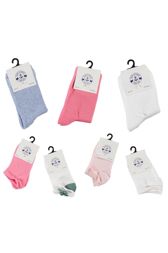 72 Pairs Wholesale Sample Socks Kids, Crew and Ankle Socks - Mixed Assorted Random Colors Wholesale Lot Bulk, Great for Donating Shelters