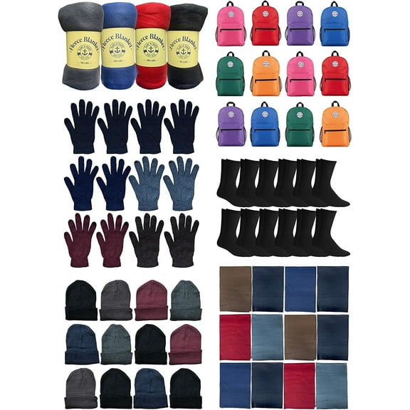 Yacht & Smith 72 Winter Kit Pack Unisex Winter Bundle Set, Blankets, Hats And Gloves, Backpacks