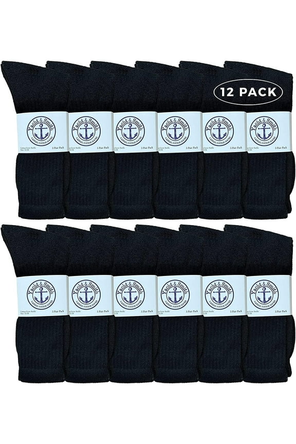 Big And Tall Mens Sport Crew Socks Wholesale Bulk (King Size) Socks, by SOCKS'NBULK (12 Pairs Black, Mens King Size 13-16 (Shoe Size 12-15))