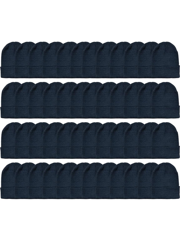 Black Beanie Winter Hats in Bulk for Adults, Wholesale Value for Donations