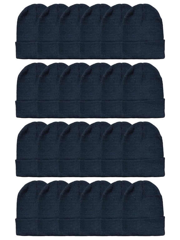 Black Beanie Winter Hats in Bulk for Unisex Adults, Wholesale Value for Donations