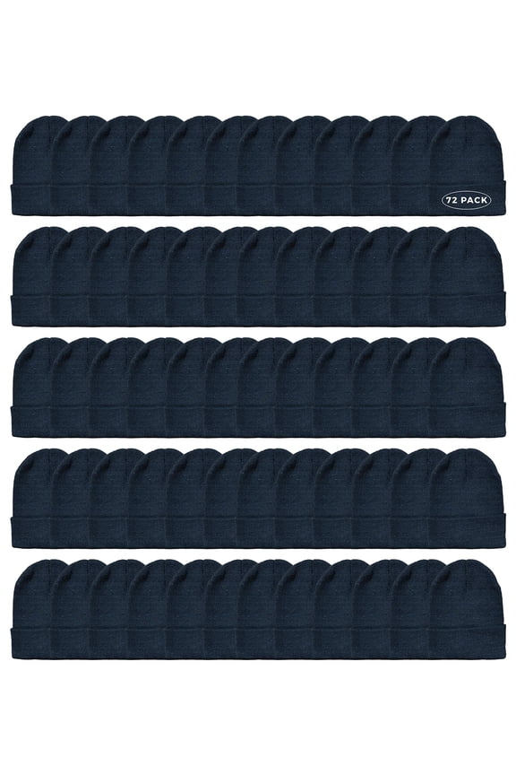 Black Beanie Winter Hats in Bulk for Unisex Adults, Wholesale Value for Donations