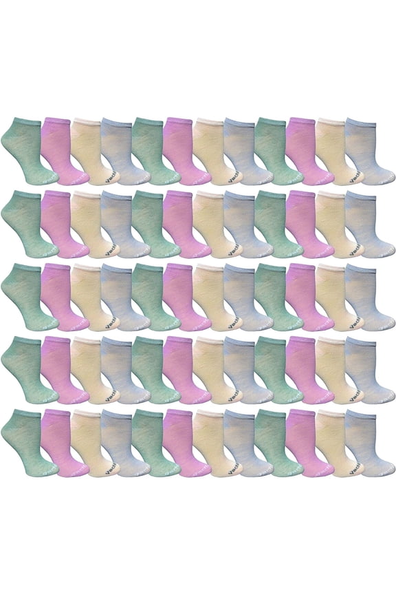 Bulk Patterned Funky Ankle Socks, Low Cut, Footie Sock, Stripes Motifs Colorful Patterns, Wholesale Packs (480 Pastel Assorted, 9-11)