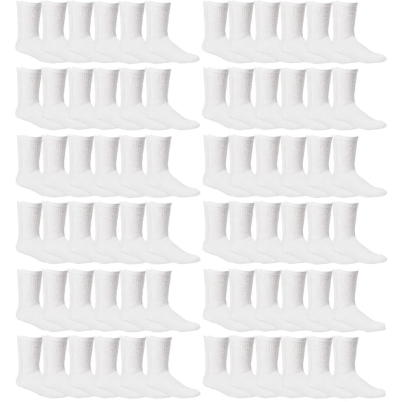 Yacht & Smith Children & Kids Wholesale Bulk Sports Crew, Athletic Case Pack Socks, by SOCKS'NBULK (120 Pairs White, Kids 6-8 (Shoe size 4-7.5))