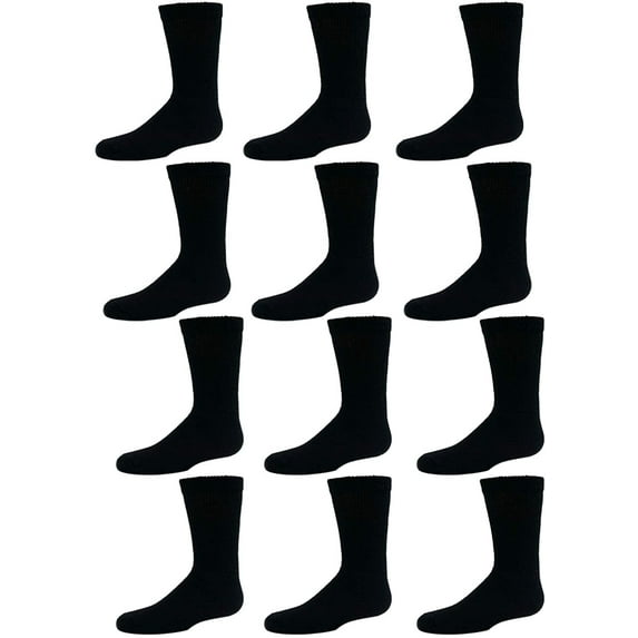 Yacht & Smith Children & Kids Wholesale Bulk Sports Crew, Athletic Case Pack Socks, by SOCKS'NBULK (180 Pairs Black, Kids 4-6 (Shoe size 7-10))