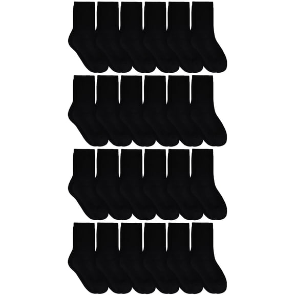Yacht & Smith Children & Kids Wholesale Bulk Sports Crew, Athletic Case Pack Socks, by SOCKS'NBULK (24 Pairs Black, Kids 6-8 (Shoe size 4-7.5))