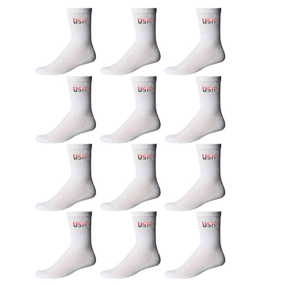 Yacht & Smith Children & Kids Wholesale Bulk Sports Crew, Athletic Case Pack Socks, by SOCKS'NBULK (24 Pairs White USA, Kids 4-6 (Shoe size 7-10))