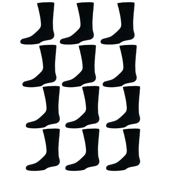 Yacht & Smith Children & Kids Wholesale Bulk Sports Crew, Athletic Case Pack Socks, by SOCKS'NBULK (36 Pairs Black, Kids 4-6 (Shoe size 7-10))