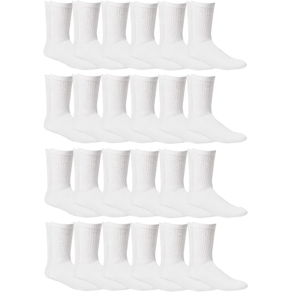 Yacht & Smith Children & Kids Wholesale Bulk Sports Crew, Athletic Case Pack Socks, by SOCKS'NBULK (36 Pairs White, Kids 4-6 (Shoe size 7-10))