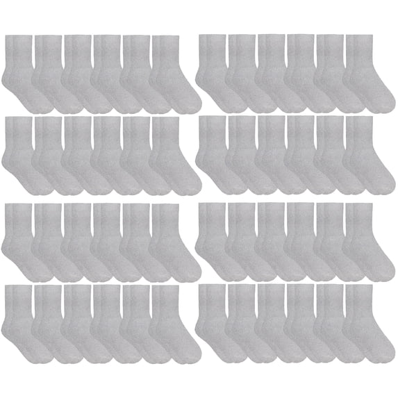 Yacht & Smith Children & Kids Wholesale Bulk Sports Crew, Athletic Case Pack Socks, by SOCKS'NBULK (48 Pairs Gray, Kids 4-6 (Shoe size 7-10))