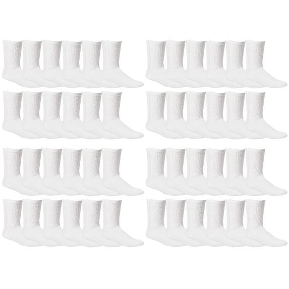 Yacht & Smith Children & Kids Wholesale Bulk Sports Crew, Athletic Case Pack Socks, by SOCKS'NBULK (48 Pairs White, Kids 4-6 (Shoe size 7-10))