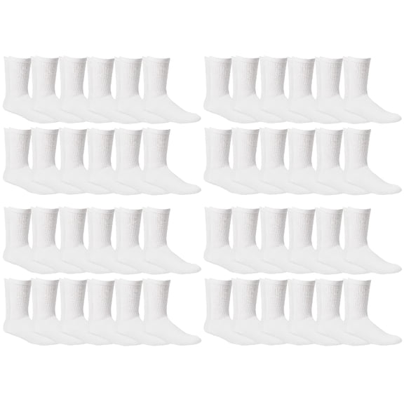 Yacht & Smith Children & Kids Wholesale Bulk Sports Crew, Athletic Case Pack Socks, by SOCKS'NBULK (48 Pairs White, Kids 4-6 (Shoe size 7-10))