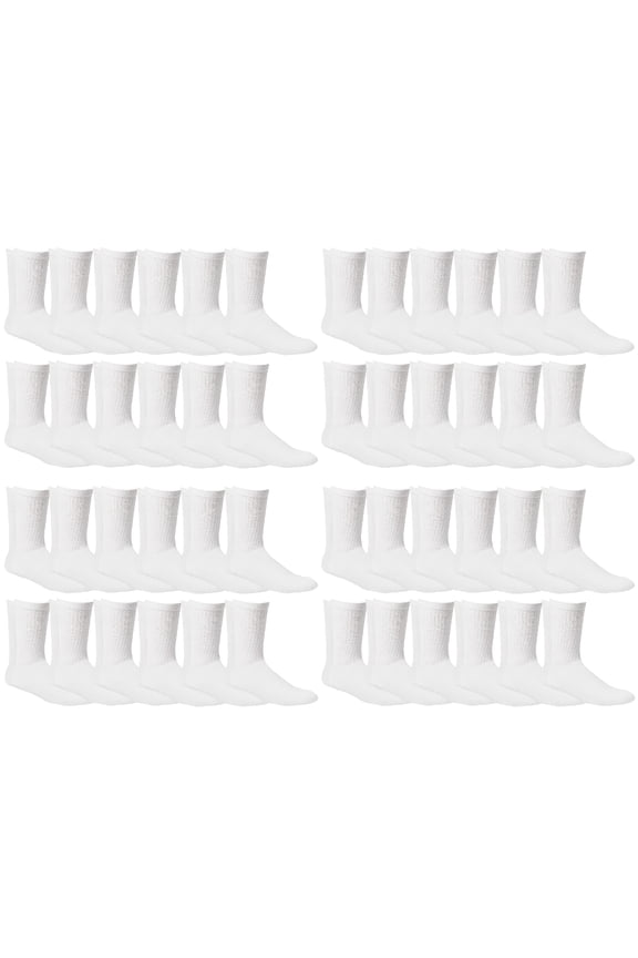 Children & Kids Wholesale Bulk Sports Crew, Athletic Case Pack Socks, by SOCKS'NBULK (48 Pairs White, Kids 6-8 (Shoe size 4-7.5))