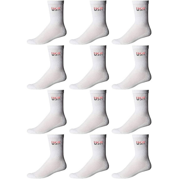 Yacht & Smith Children & Kids Wholesale Bulk Sports Crew, Athletic Case Pack Socks, by SOCKS'NBULK (48 Pairs White USA, Kids 4-6 (Shoe size 7-10))