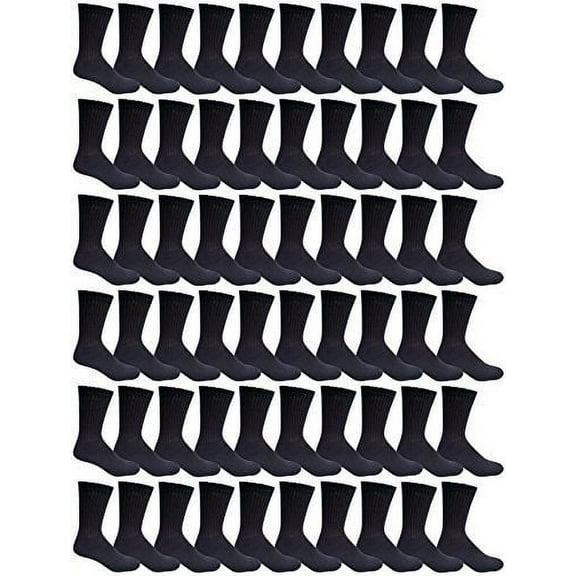 Yacht & Smith Children & Kids Wholesale Bulk Sports Crew, Athletic Case Pack Socks, by SOCKS'NBULK (60 Pairs Black, Kids 4-6 (Shoe size 7-10))
