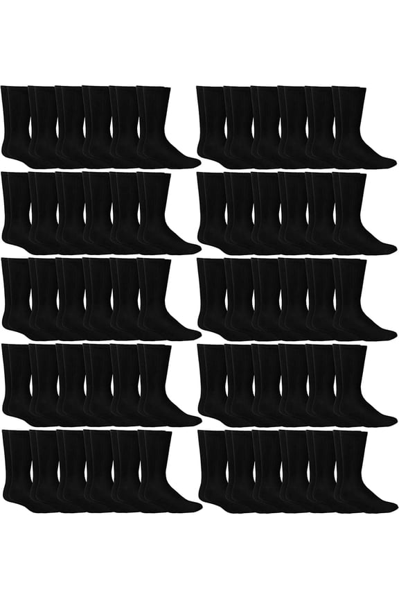 Children & Kids Wholesale Bulk Sports Crew, Athletic Case Pack Socks, by SOCKS'NBULK (60 Pairs Black, Kids 6-8 (Shoe size 4-7.5))