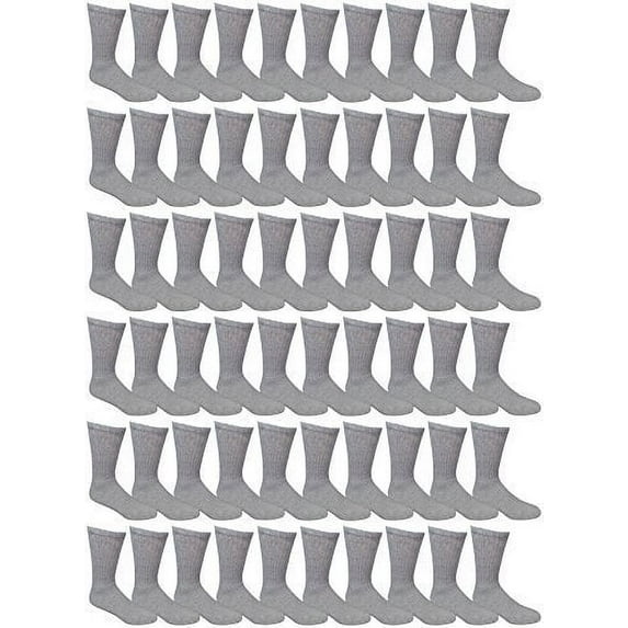 Yacht & Smith Children & Kids Wholesale Bulk Sports Crew, Athletic Case Pack Socks, by SOCKS'NBULK (60 Pairs Gray, Kids 4-6 (Shoe size 7-10))