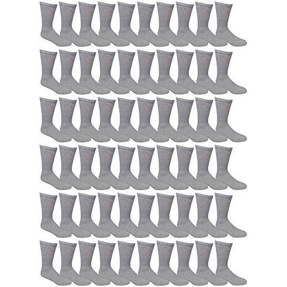 Yacht & Smith Children & Kids Wholesale Bulk Sports Crew, Athletic Case Pack Socks, by SOCKS'NBULK (60 Pairs Gray, Kids 4-6 (Shoe size 7-10))