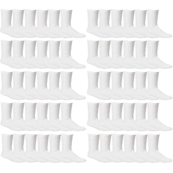 Yacht & Smith Children & Kids Wholesale Bulk Sports Crew, Athletic Case Pack Socks, by SOCKS'NBULK (60 Pairs White, Kids 6-8 (Shoe size 4-7.5))