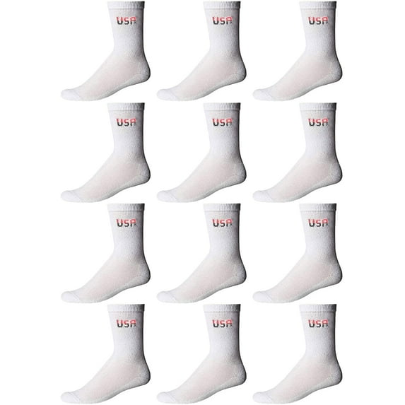 Yacht & Smith Children & Kids Wholesale Bulk Sports Crew, Athletic Case Pack Socks, by SOCKS'NBULK (72 Pairs White USA, Kids 6-8 (Shoe size 4-7.5))