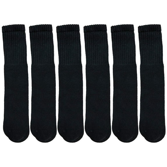 Yacht & Smith Children's Cotton Tube Socks, Black, Boys Girls, by SOCKS'NBULK (6 Pairs Black, Size 6-8 (Shoe Size 4-7.5))