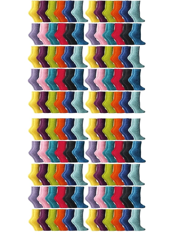 Christmas Socks, Colorful Patterns and Stripes, Holiday Slipper Sock, Fuzzy, Bulk Gift (240 Pairs Bright Solid)