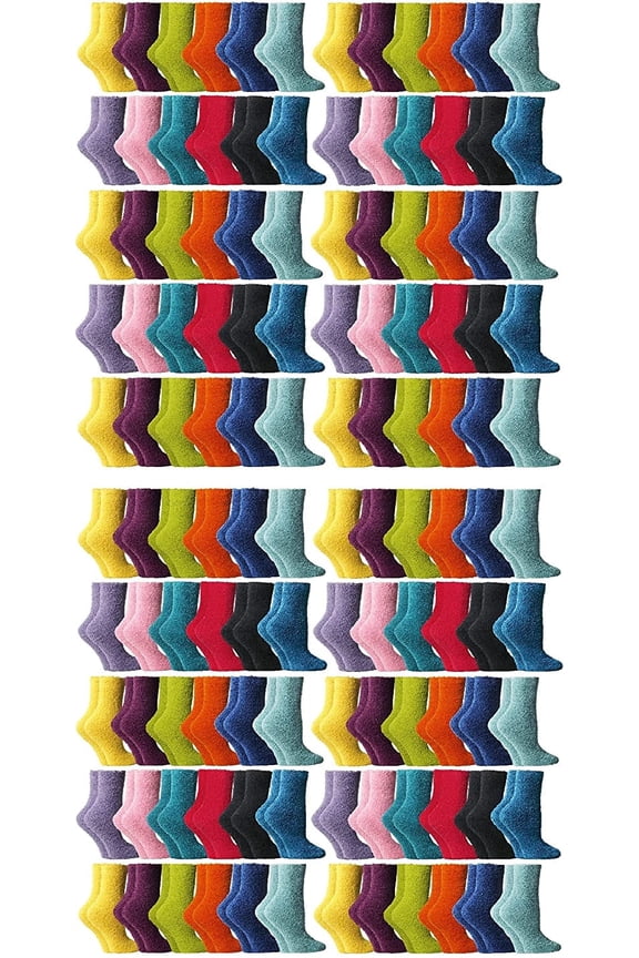 Christmas Socks, Colorful Patterns and Stripes, Holiday Slipper Sock, Fuzzy, Bulk Gift (240 Pairs Bright Solid)