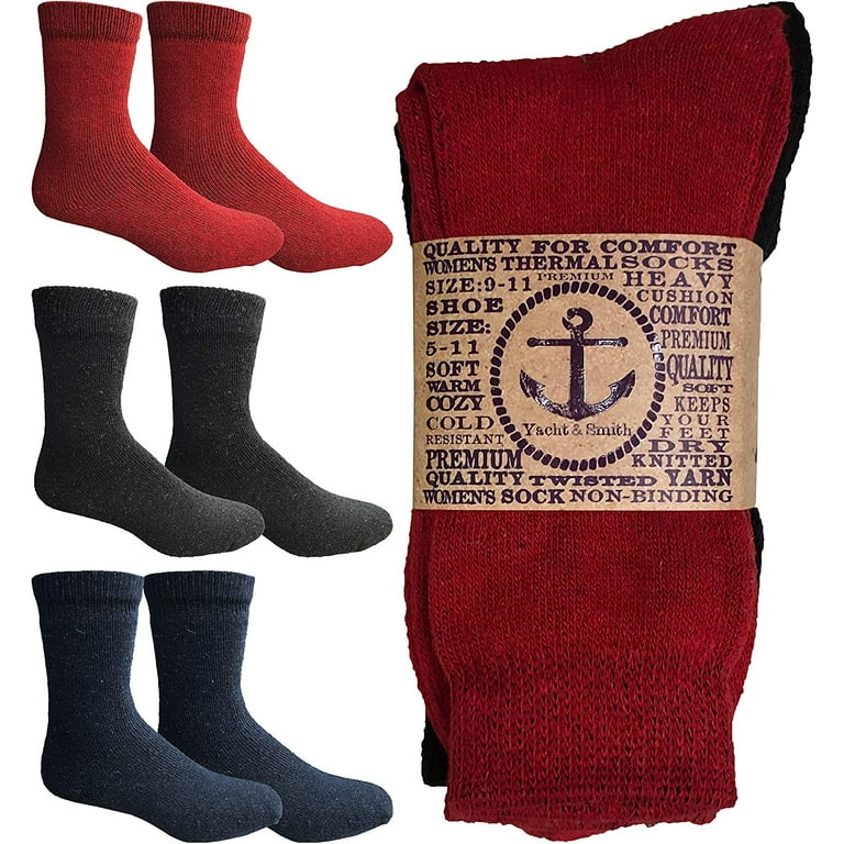 Yacht & Smith Cotton Thermal Crew Socks, Women, Warm Thick Boot Sock, Bulk  