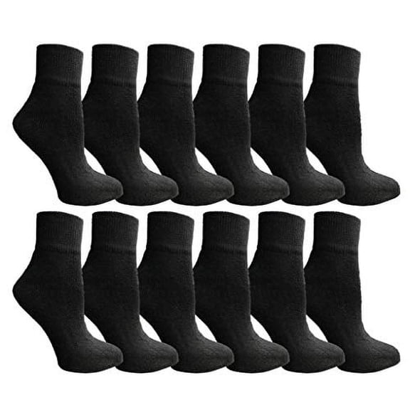 Yacht & Smith Diabetic Nephropathy Edema Socks, Cotton Crew, Ankle, Medical Sock (Black Ankle - 12 Pairs, 10-13)