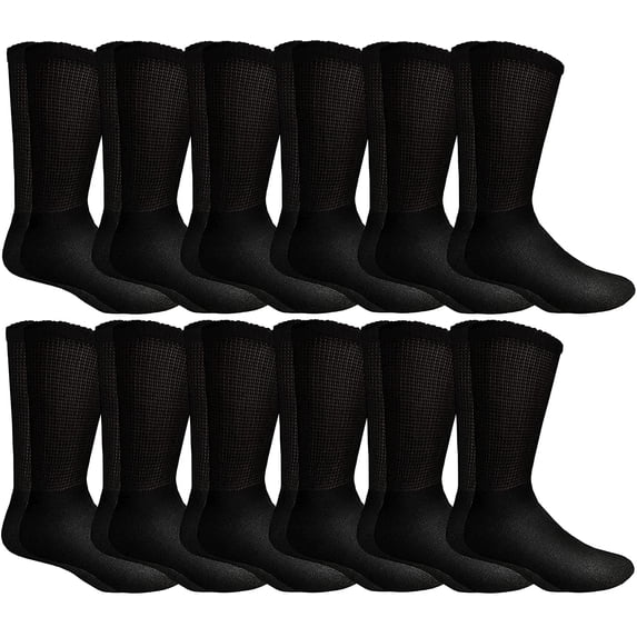 Yacht & Smith Diabetic Socks for Men, King Size, Superior Comfort, Neuropathy Edema (Size 13-16) (12 Pairs Black)