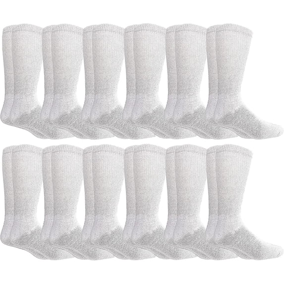 Yacht & Smith Diabetic Socks for Men, Superior Comfort, Loose Fit, Neuropathy Edema (12 Pairs White)