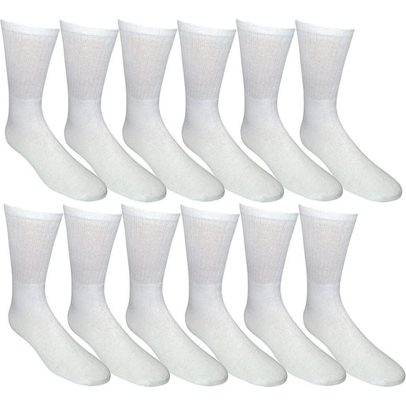 Yacht & Smith Diabetic Socks for Men, Superior Comfort, Loose Fit, Neuropathy Edema (12 Pairs White)