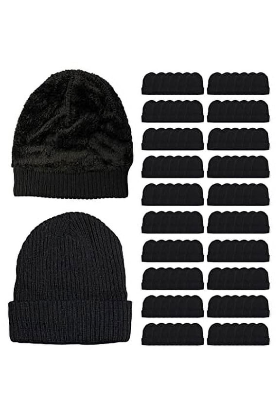 Faux Fur Lined Winter Beanies for Men and Women, Bulk Wholesale Warm Sherpa Lining