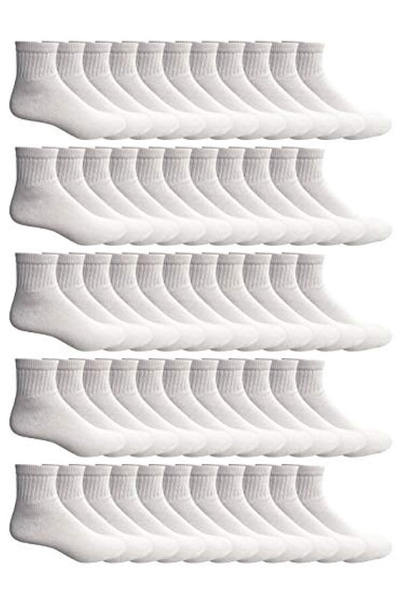 Kids Ankle Wholesale Bulk Pack Athletic Sports Socks, by SOCKS'NBULK (Kids 6-8 (Shoe size 4-7.5), 72 Pairs White)