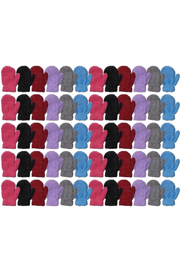 Kids Fuzzy Mittens, Warm Soft Mitten For Toddlers Children, Bulk (Assorted, 12 Pack)