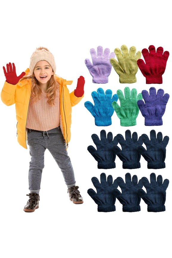 Kids Gloves & Mittens Bulk Winter Solid and Striped Magic Children Age 3-8