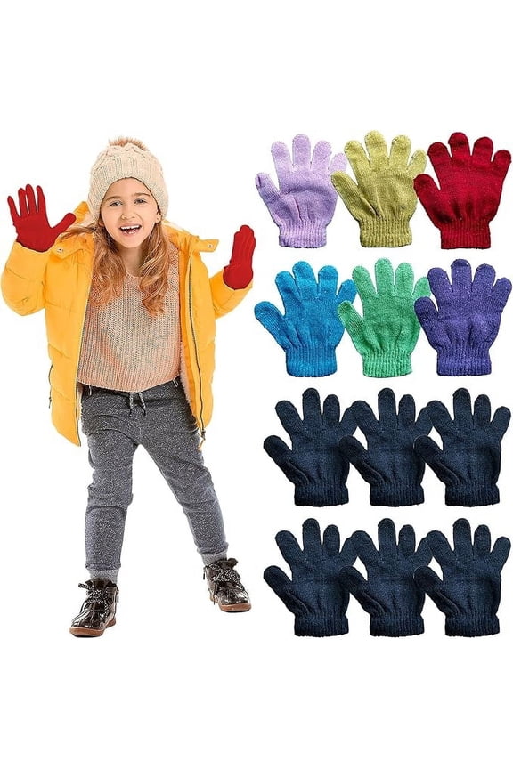Kids Gloves & Mittens Bulk Winter Solid and Striped Magic Children Age 3-8