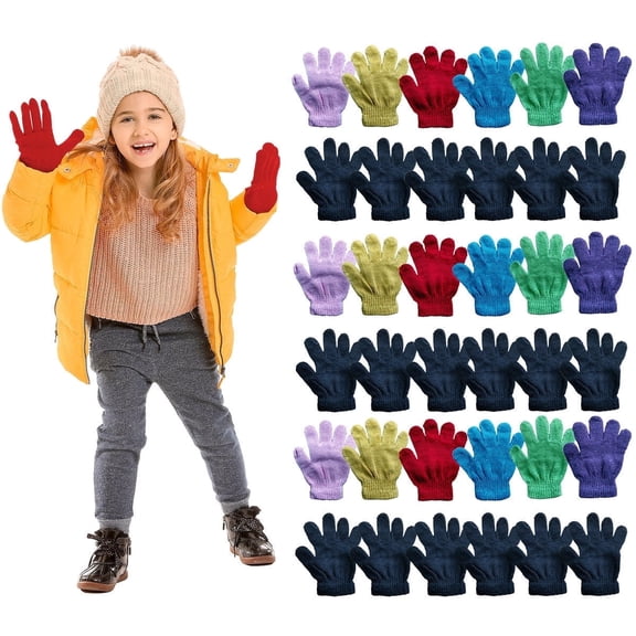 Yacht & Smith Kids Gloves & Mittens in Bulk, Winter Striped Children Age 3-8 (36 Pairs Assortment Gloves)