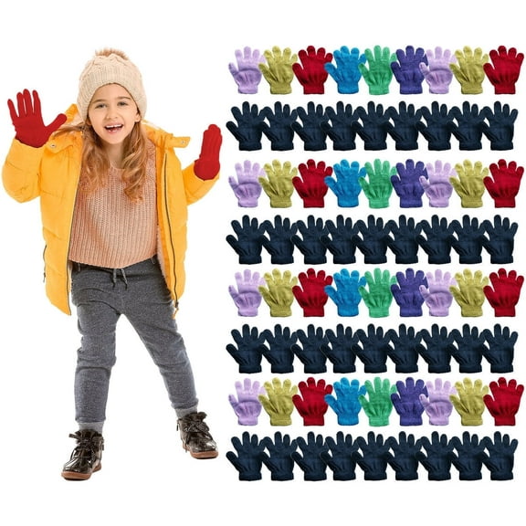 Yacht & Smith Kids Gloves & Mittens in Bulk, Winter Striped Children Age 3-8 (72 Pairs Assortment Gloves)