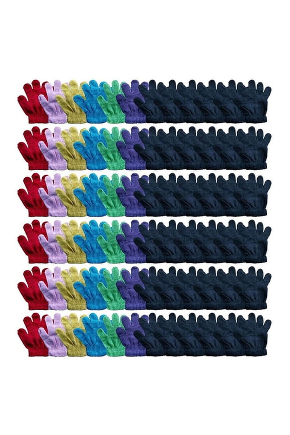 Kids Gloves & Mittens in Bulk, Winter Striped Children Age 3-8 (72 Pairs Assortment Gloves)