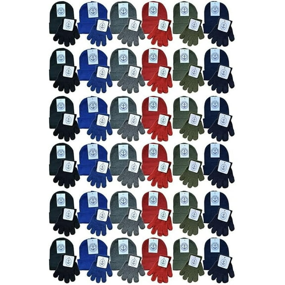 Yacht & Smith Kids Gloves & Mittens in Bulk, Winter Striped Children Age 3-8 (72 Pairs Gloves)