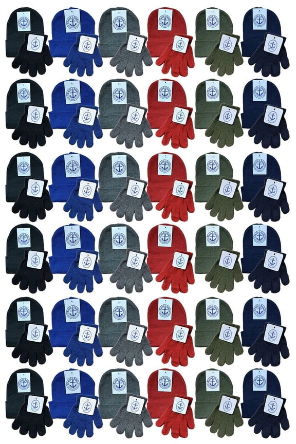 Kids Gloves & Mittens in Bulk, Winter Striped Children Age 3-8 (72 Pairs Gloves)