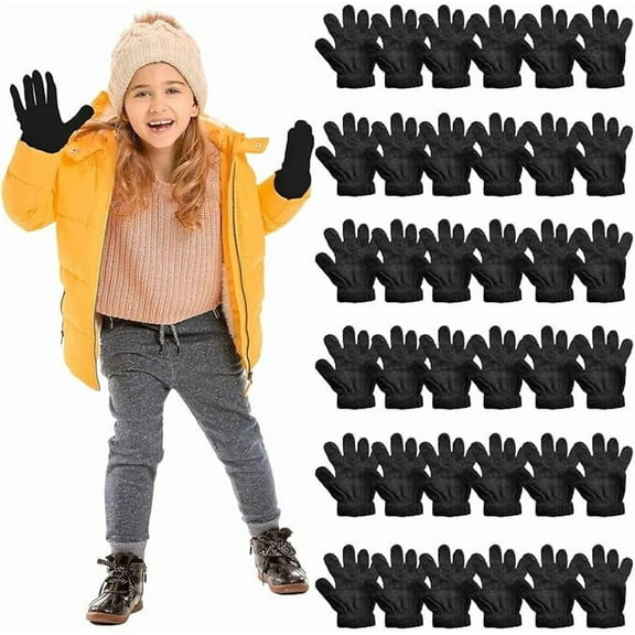 Yacht & Smith Kids Gloves & Mittens in Bulk, Winter Striped Children Age 3-8