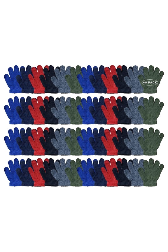 Kids Gloves & Mittens in Bulk, Winter Striped Children Age 3-8