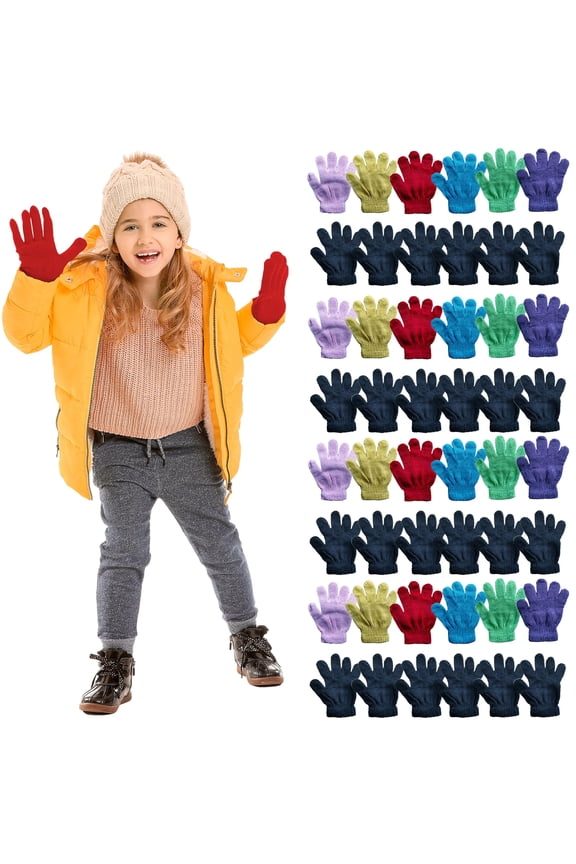 Kids Gloves & Mittens in Bulk, Winter Striped Children Age 3-8