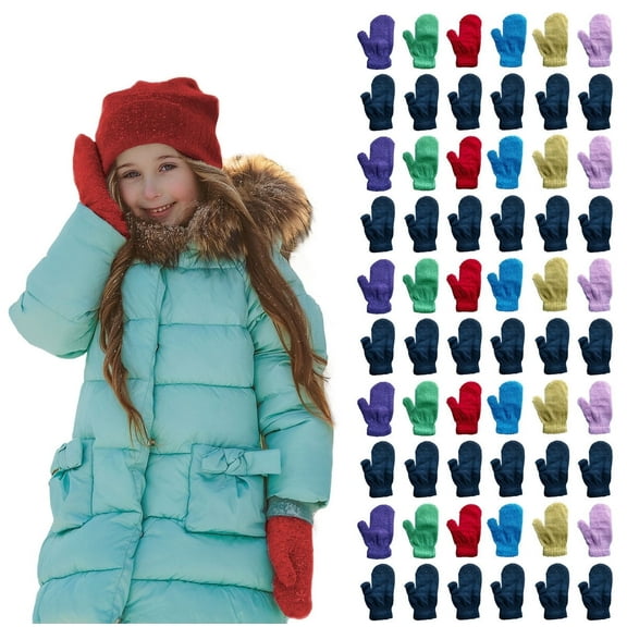 Yacht & Smith Kids Warm Winter Colorful Magic Stretch Gloves And Mittens For 3-8 Age Kids (60 Pairs Pack B)