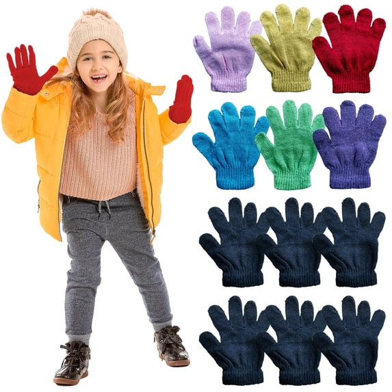 Yacht & Smith Kids Warm Winter Colorful Magic Stretch Gloves And Mittens For 3-8 Age