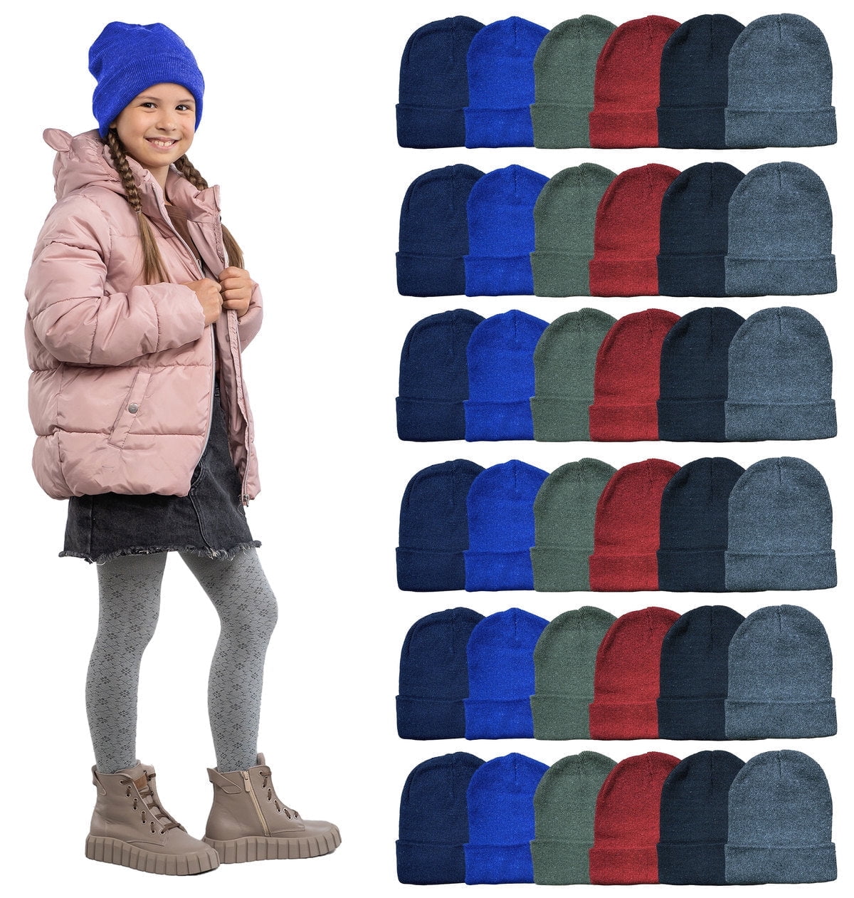 Yacht & Smith Kids Winter Beanie Hat Assorted Colors Bulk Pack Warm Acrylic Cap
